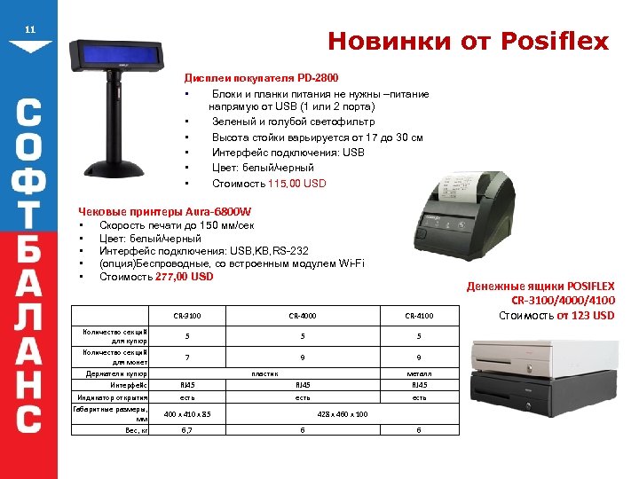 11 Новинки от Posiflex Дисплеи покупателя PD-2800 • Блоки и планки питания не нужны