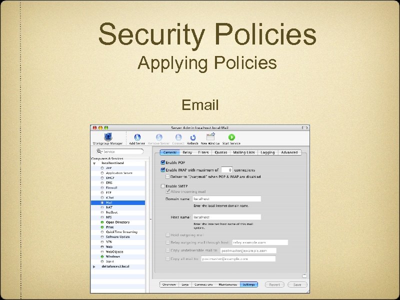 Security Policies Applying Policies Email 