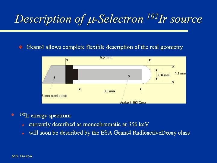Description of -Selectron 192 Ir source ] ] Geant 4 allows complete flexible description