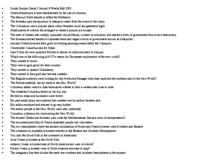  • • • • • • • • • Social Studies Grade 3