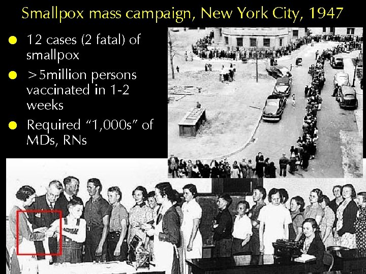 Smallpox mass campaign, New York City, 1947 ! ! ! 12 cases (2 fatal)