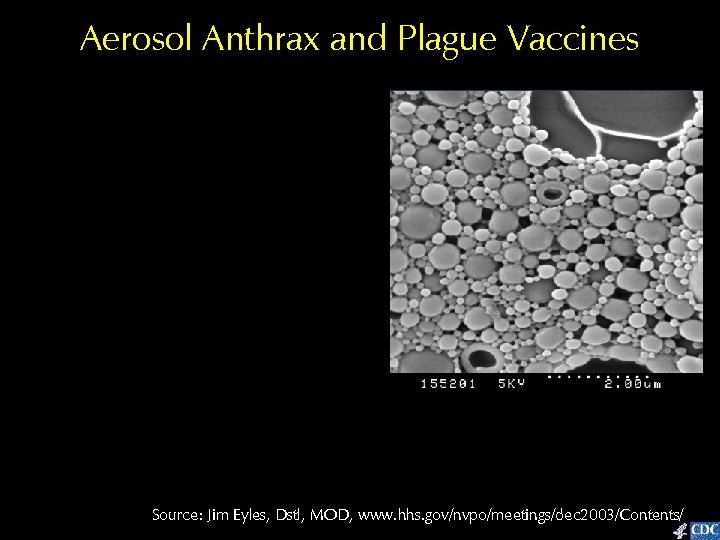 Aerosol Anthrax and Plague Vaccines Source: Jim Eyles, Dstl, MOD, www. hhs. gov/nvpo/meetings/dec 2003/Contents/