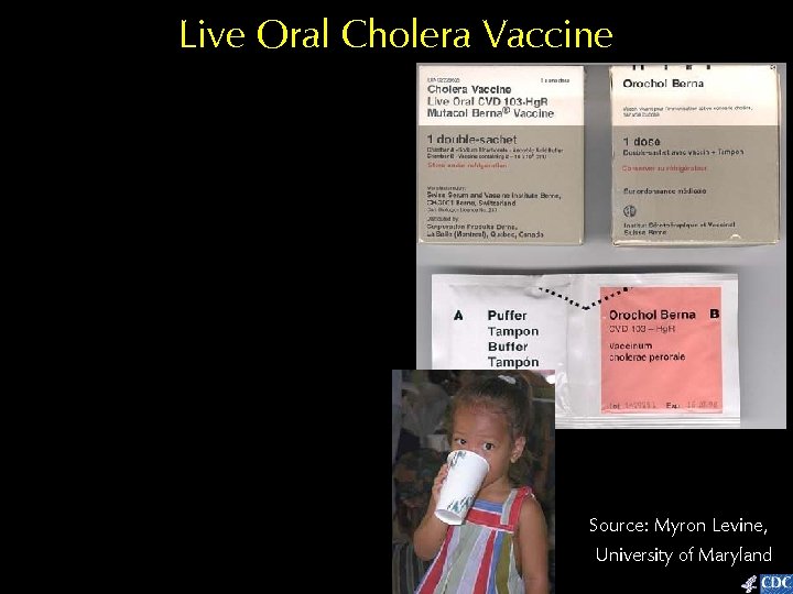 Live Oral Cholera Vaccine Source: Myron Levine, University of Maryland 