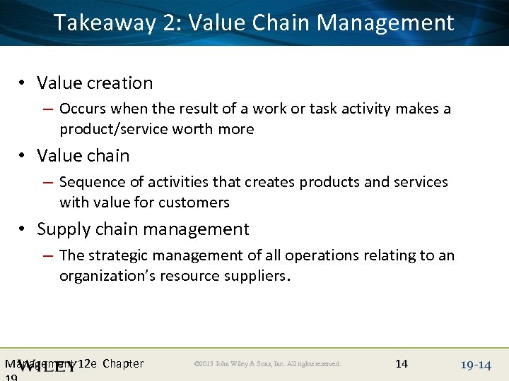 Place Slide Title Text Here Takeaway 2: Value Chain Management • Value creation –