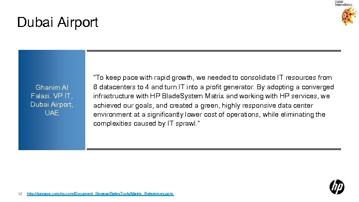 Dubai Airport Ghanim Al Falasi. VP IT, Dubai Airport, UAE 12 “To keep pace