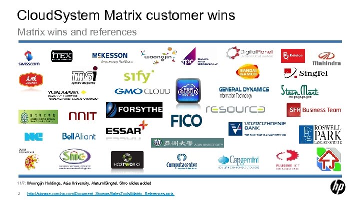 Cloud. System Matrix customer wins Matrix wins and references 11/7: Woongjin Holdings, Asia University,