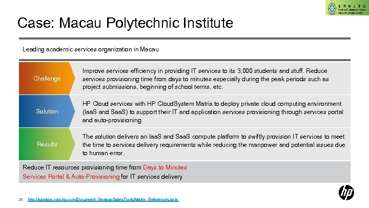 Case: Macau Polytechnic Institute Leading academic services organization in Macau Challenge Improve services efficiency