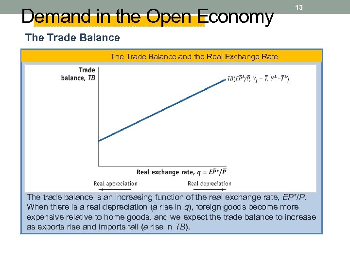 Demand in the Open Economy 13 The Trade Balance and the Real Exchange Rate