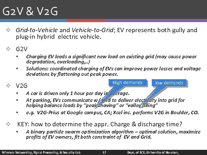 G 2 V & V 2 G v Grid-to-Vehicle and Vehicle-to-Grid; EV represents both