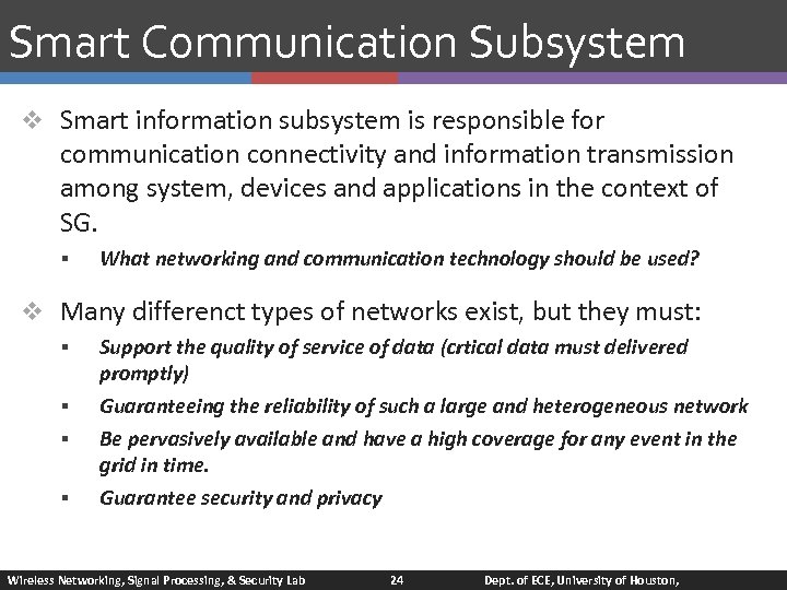 Smart Communication Subsystem v Smart information subsystem is responsible for communication connectivity and information