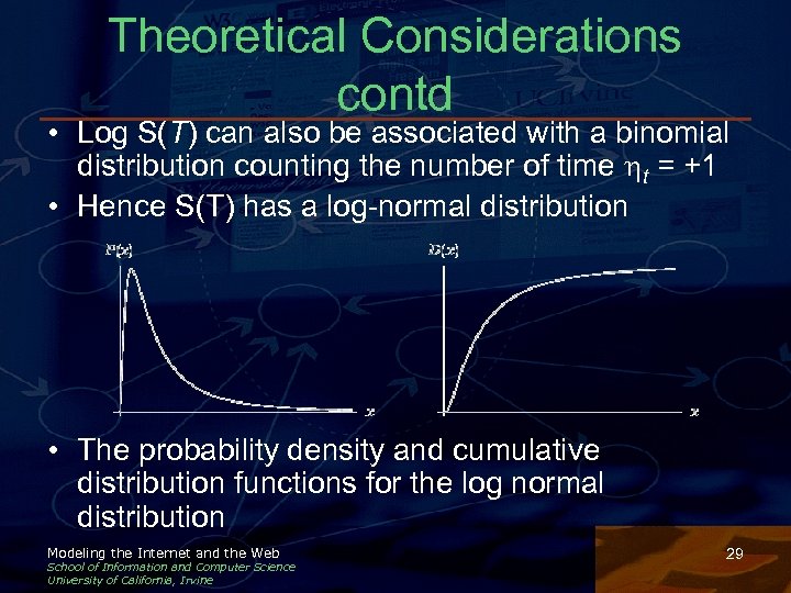 Theoretical Considerations contd • Log S(T) can also be associated with a binomial distribution