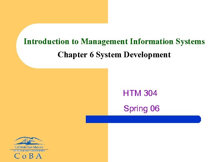 Introduction to Management Information Systems Chapter 6 System Development HTM 304 Spring 06 