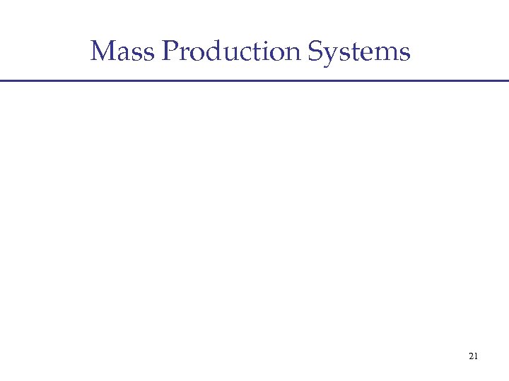 Mass Production Systems 21 