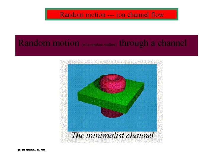 Random motion --- ion channel flow Random motion (of a random walker) through a