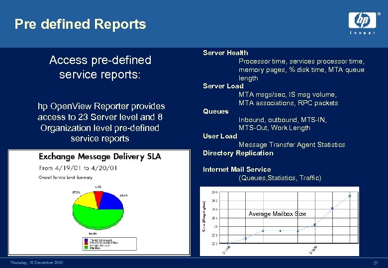 Pre defined Reports Access pre-defined service reports: hp Open. View Reporter provides access to