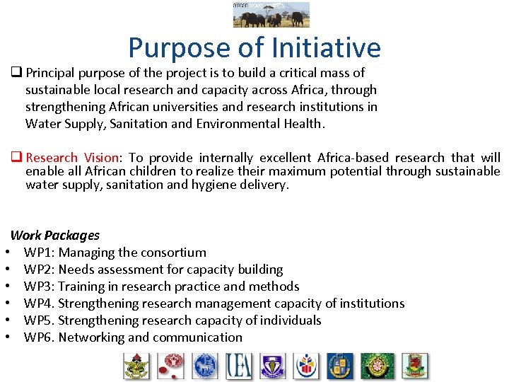 Purpose of Initiative q Principal purpose of the project is to build a critical