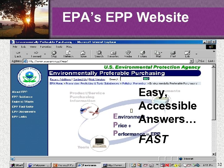 EPA’s EPP Website Easy, Accessible Answers… FAST 32 