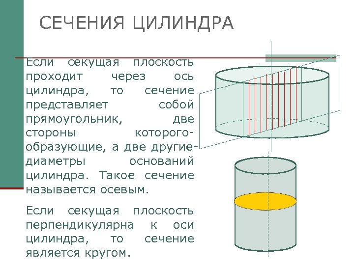 Сечение основания цилиндра. Сечение цилиндра плоскостью проходящей через ось цилиндра. Если секущая плоскость проходит через ось цилиндра. Сечением цилиндра плоскостью, проходящей через его ось, является…. Сечение цилиндра проходящей через ось цилиндра.