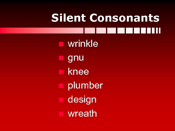 Silent Consonants n n n wrinkle gnu knee plumber design wreath 