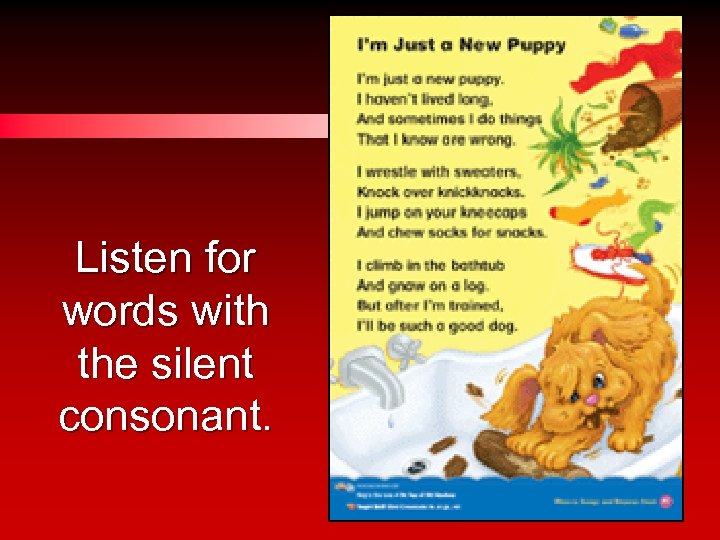 Listen for words with the silent consonant. 