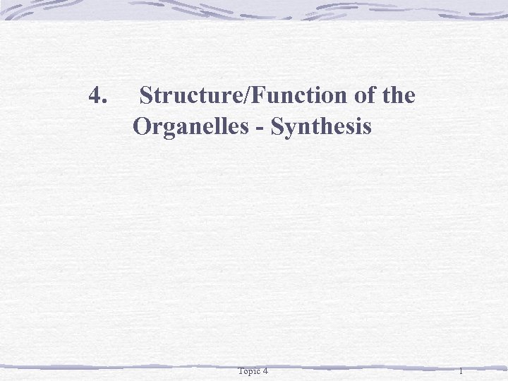 4. Structure/Function of the Organelles - Synthesis Topic 4 1 