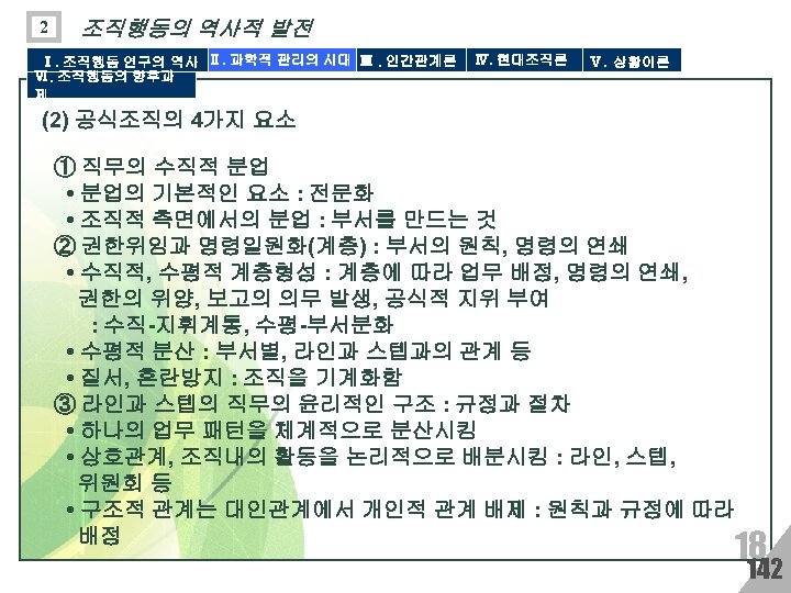 2 조직행동의 역사적 발전 Ⅰ. 조직행동 연구의 역사 Ⅱ. 과학적 관리의 시대 Ⅲ. 인간관계론