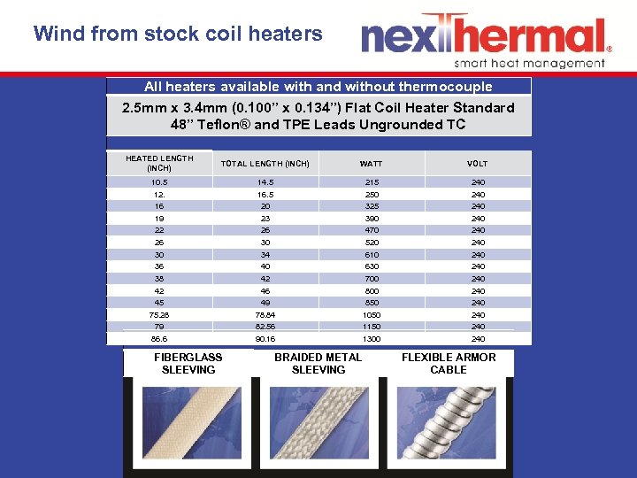 Wind from stock coil heaters All heaters available with and without thermocouple 2. 5
