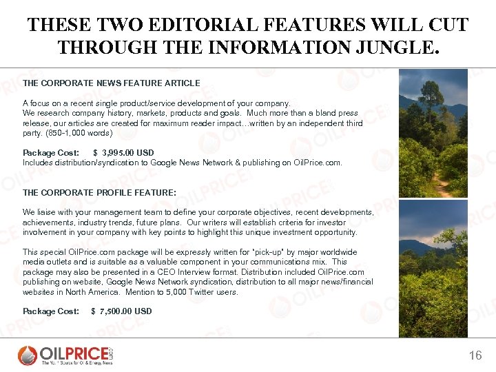 THESE TWO EDITORIAL FEATURES WILL CUT THROUGH THE INFORMATION JUNGLE. THE CORPORATE NEWS FEATURE