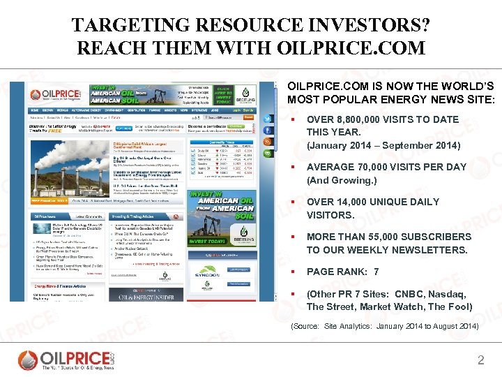 TARGETING RESOURCE INVESTORS? REACH THEM WITH OILPRICE. COM IS NOW THE WORLD’S MOST POPULAR