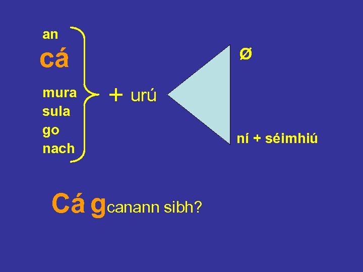 an cá mura sula go nach Ø + urú Cá gcanann sibh? ní +