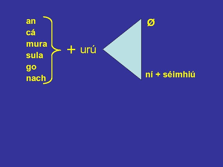 an cá mura sula go nach Ø + urú ní + séimhiú 