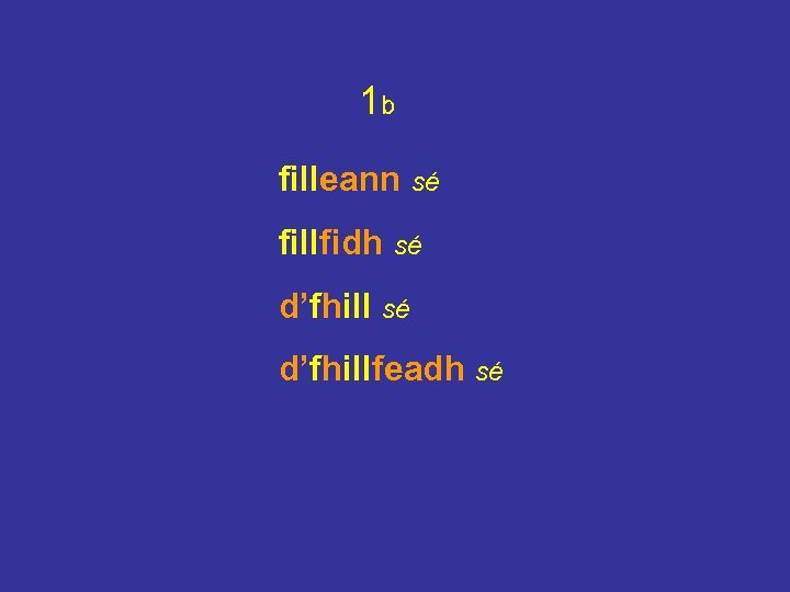 1 b filleann sé fillfidh sé d’fhillfeadh sé 