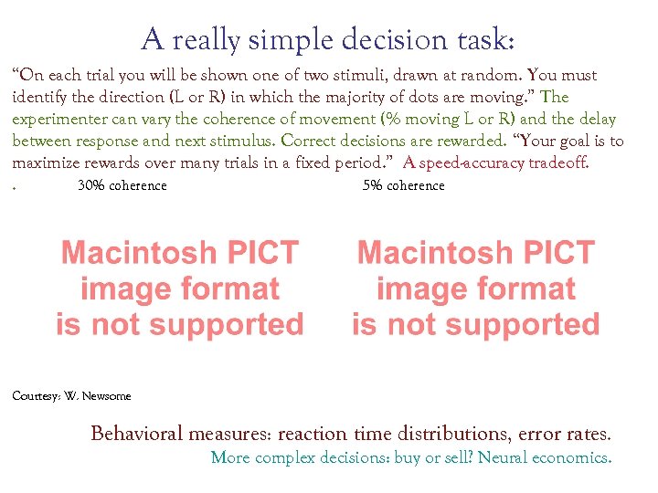 A really simple decision task: “On each trial you will be shown one of