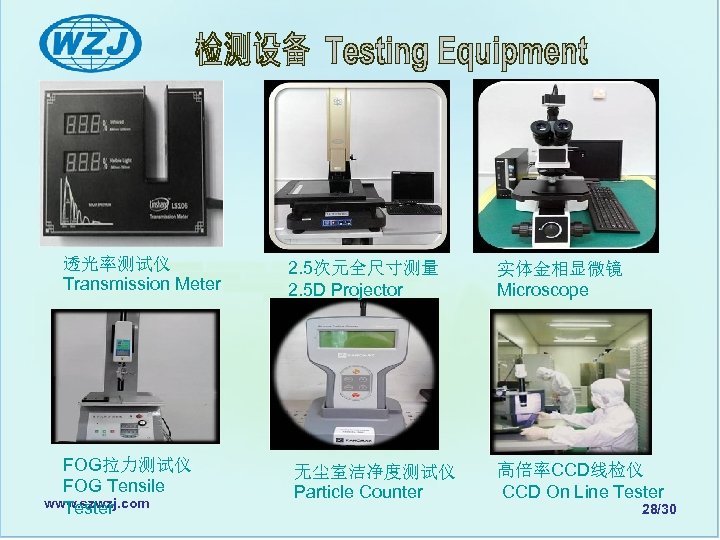 透光率测试仪 Transmission Meter FOG拉力测试仪 FOG Tensile www. szwzj. com Tester 2. 5次元全尺寸测量 2. 5