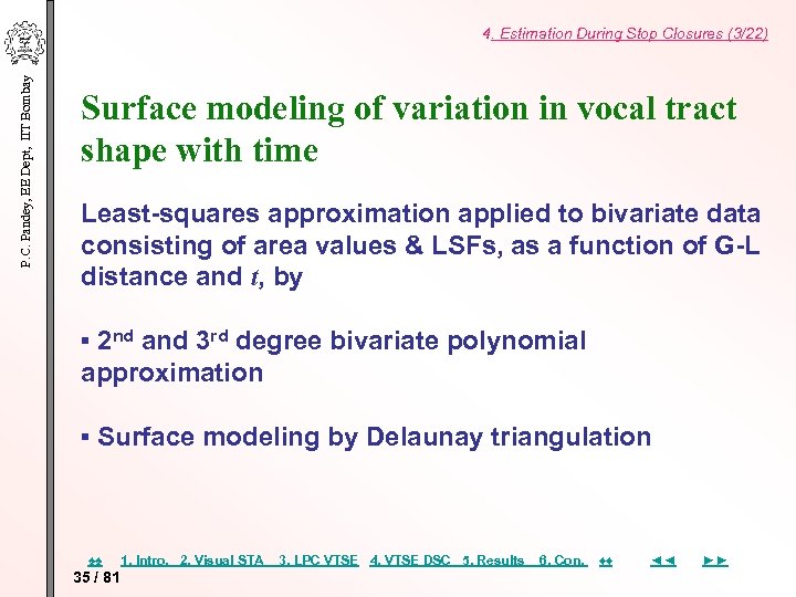 P. C. Pandey, EE Dept, IIT Bombay 4. Estimation During Stop Closures (3/22) Surface