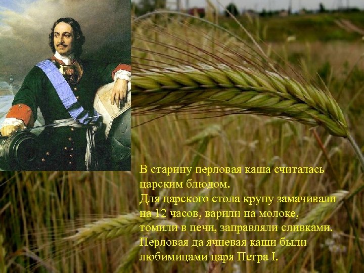 В старину перловая каша считалась царским блюдом. Для царского стола крупу замачивали на 12