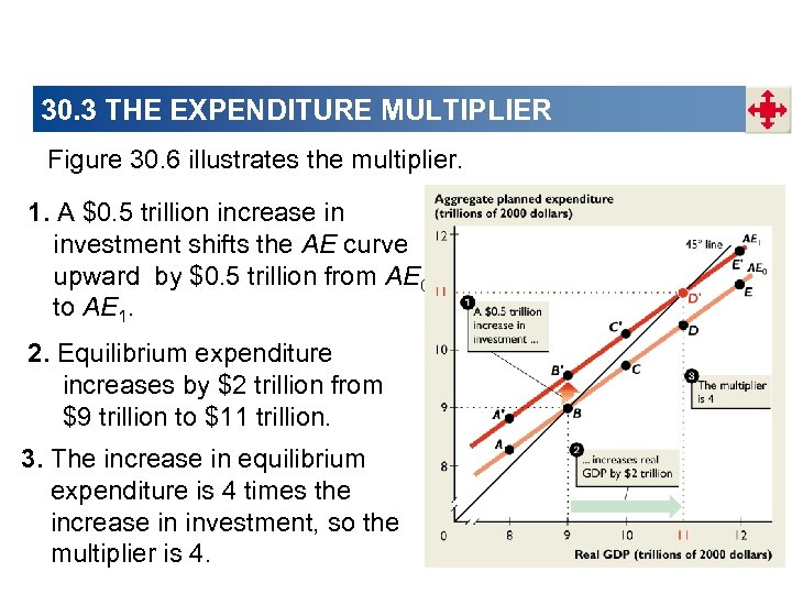 30. 3 THE EXPENDITURE MULTIPLIER Figure 30. 6 illustrates the multiplier. 1. A $0.