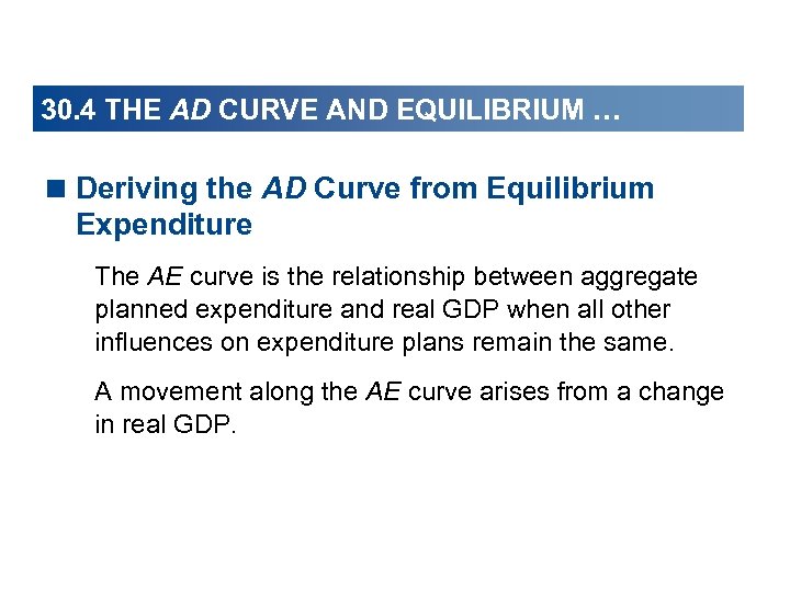 30. 4 THE AD CURVE AND EQUILIBRIUM … < Deriving the AD Curve from