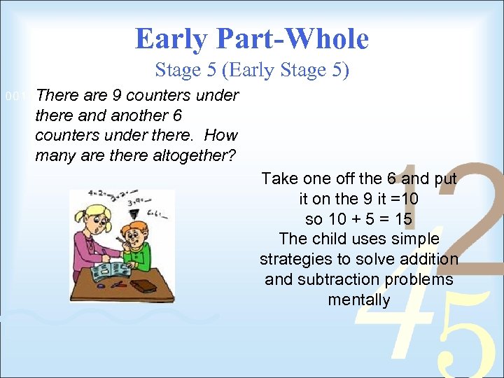 Early Part-Whole Stage 5 (Early Stage 5) There are 9 counters under there and