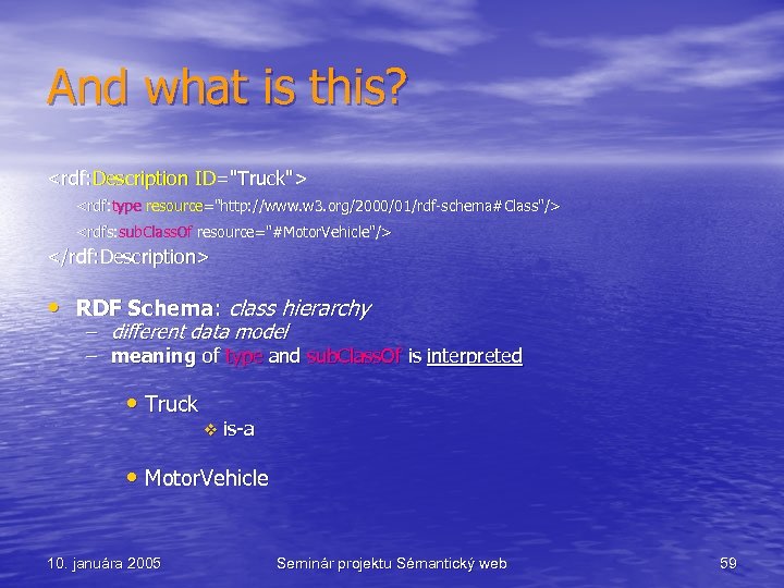 And what is this? <rdf: Description ID="Truck"> <rdf: type resource="http: //www. w 3. org/2000/01/rdf-schema#Class"/>