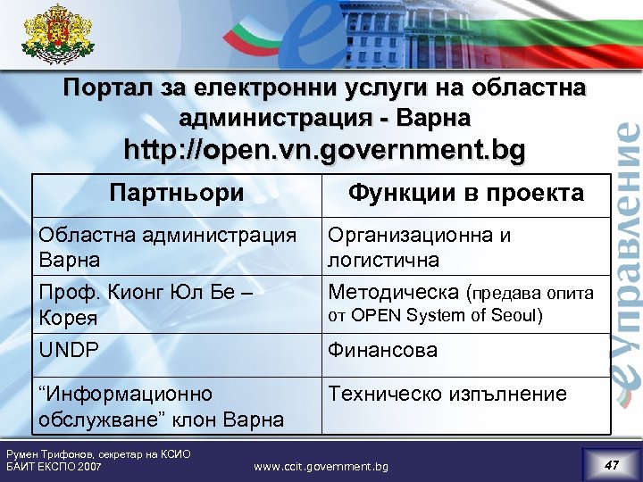 Портал за електронни услуги на областна администрация - Варна http: //open. vn. government. bg