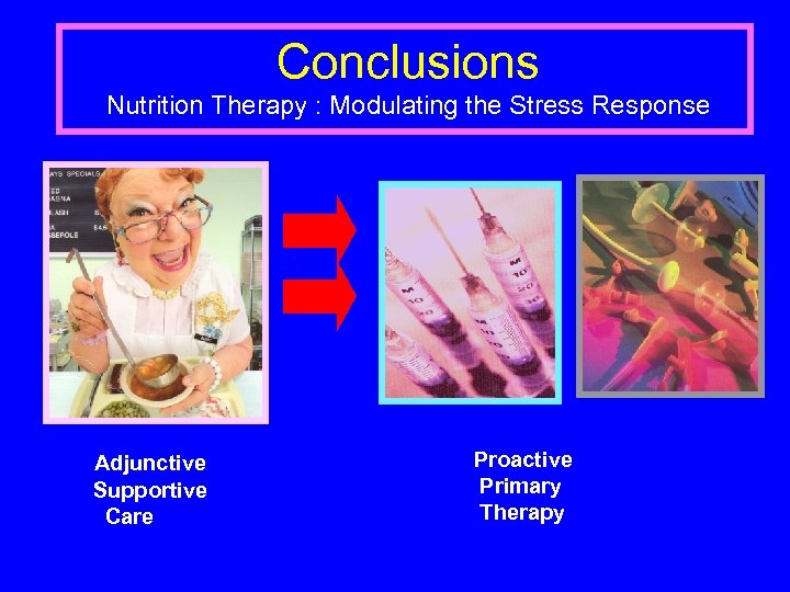 Conclusions Nutrition Therapy : Modulating the Stress Response Adjunctive Supportive Care Proactive Primary Therapy