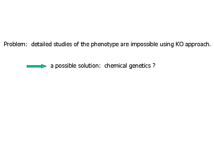 Problem: detailed studies of the phenotype are impossible using KO approach. a possible solution: