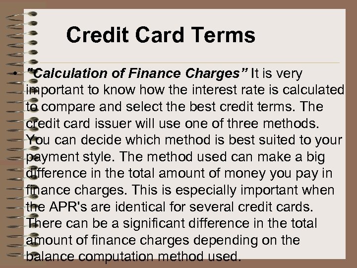 Credit Card Terms • 