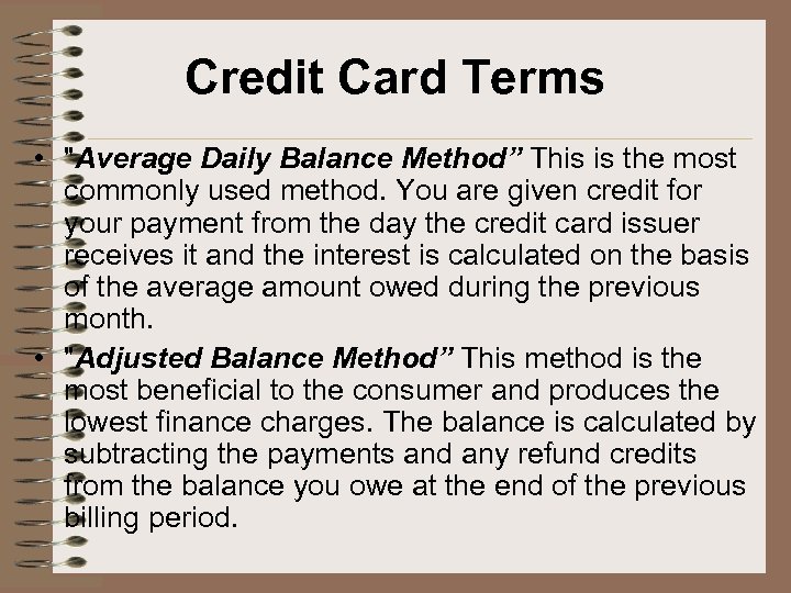 Credit Card Terms • 