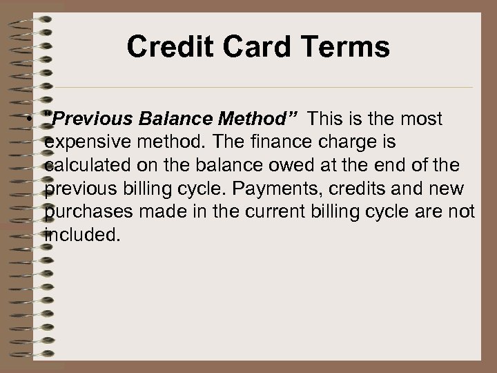 Credit Card Terms • 