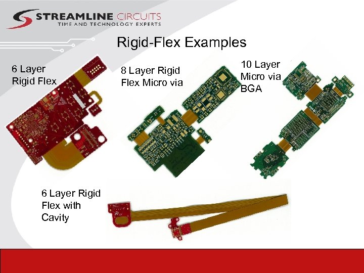 Rigid-Flex Examples 6 Layer Rigid Flex with Cavity 8 Layer Rigid Flex Micro via