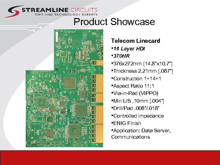 Product Showcase Telecom Linecard • 16 Layer HDI • 370 HR • 376 x