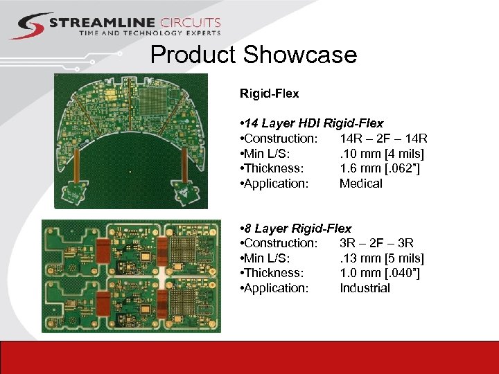 Product Showcase Rigid-Flex • 14 Layer HDI Rigid-Flex • Construction: 14 R – 2