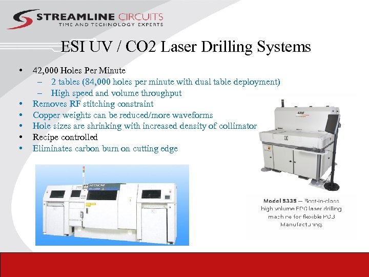 ESI UV / CO 2 Laser Drilling Systems • • • 42, 000 Holes